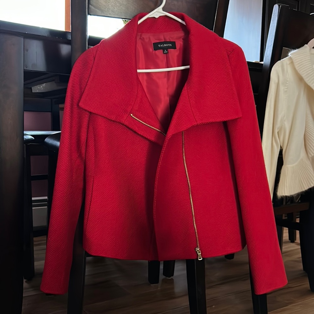 Red moto jacket by Talbots. Never worn excellent new condition.